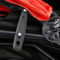 PawHut 3 Wheel Folding Dog Stroller, Travel Carrier with Adjustable Canopy, Storage Brake, Mesh Window for S&M Dogs, Red(m-10)