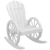 Outsunny Wooden Rocking Chair, Adirondack Rocker Chair w/ Slatted Design and Oversized Back, for Porch, and Garden, White(m-11)