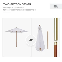 Outsunny ⌀9' x 8' H Patio Umbrella, Market Umbrella with Hardwood Frame and Wind Vent, Outdoor Beach Parasol, White(m-7)