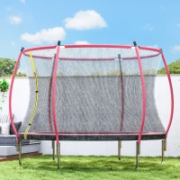 Soozier 10ft Outdoor Trampoline with Net Enclosure, Curved Poles and Safety Pad, ASTM Approved, Pink(m-8)