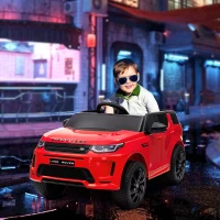 Qaba Land Rover Discovery Sport Licensed 12V Ride on Car w/ Remote, Soft Start, LED Lights, Music Horn, Red(m-1)