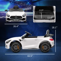 Qaba Mercedes-Benz AMG GTR Licensed 12V Battery Powered Kids Electric Car w/ Remote Control & Soft Start, White(m-3)