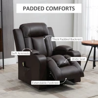 HOMCOM Electric Power Lift Chair, PU Leather Recliner Sofa with Footrest, Remote Control and Cup Holders, Brown(m-6)
