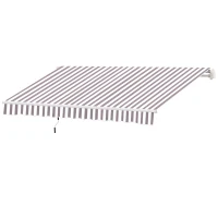 Outsunny 10' x 8' Retractable Awning, Patio Awnings, Sunshade Shelter w/ Manual Crank Handle, UV & Water-Resistant Fabric and Aluminum Frame for Deck, Balcony, Yard, Coffee Stripes(m-11)