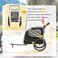 Aosom 2-in-1 Pet Bike Trailer for Small Dogs, Road-Visibility Dog Stroller Bicycle Carrier, Weather-Strong Bike Wagon Trailer Sidecar Attachment, White(m-3)