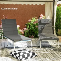 Outsunny Foldable Chaise Lounge Cushion Set of 2, Outdoor Lounge Chair Cushion Set, UPF50+ 230gsm Olefin, 80" x 26" Charcoal Gray(m-8)