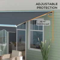 Outsunny 16.5' x 10' Electric Awning, Retractable Awning with LED Lights and Remote Controller for Door and Window, Dark Gray(m-9)