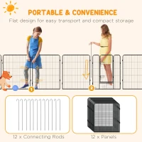 PawHut Dog Pen with Gate, 12 Panels Puppy Playpen, Dog Fence, 39"H(m-6)