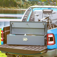 HOMCOM 39" x 13" x 10" Truck Tool Box Heavy Duty Aluminum Trailer Tongue Box with Lock and Keys for Pick Up Truck RV Trailer(m-1)