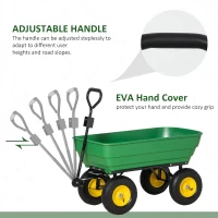 Outsunny Garden Dump Cart Heavy Duty 440lbs Wagon with Steel Frame and 12" Pneumatic Tires, Green(m-6)
