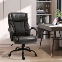 Vinsetto 484LBS Big and Tall Ergonomic Executive Office Chair with Wide Seat, High Back Adjustable Computer Task Chair Swivel PU Leather, Brown(m-10)