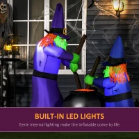 HOMCOM Outdoor Yard Colorful 5.5ft Blow Up Inflatable Halloween Two Old Witch and Magical Potions Decoration with LED for Indoor Outdoor House Party Display(m-4)