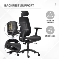 Vinsetto Ergonomic Mesh Office Chair, Reclining High Back Desk Chair with Adjustable Headrest & Armrests, Wheels, Swivel Computer Task and Gaming Chair, Black(m-5)