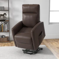 HOMCOM Power Lift Recliner Chair with Remote Control Side Pocket for Living Room Home Office Study Brown(m-1)