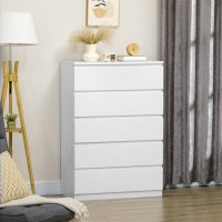 HOMCOM Dresser for Bedroom with 5 Drawers, Modern Chest of Drawers for Living Room, Closet, Hallway, White