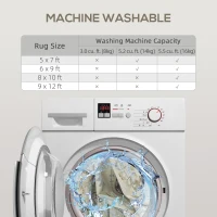 HOMCOM 6x9 Area Rug, Indoor Boho Machine Washable Carpet for Living Room, Bedroom, Dining Room, Kitchen, Blue(m-6)