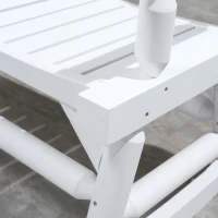 Outsunny 2-Person Wood Rocking Chair with Log Design, Heavy Duty Loveseat with Wide Curved Seats for Patio, Backyard, Garden, White(m-9)