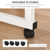 HOMCOM Mobile Standing Desk with Adjustable Height, 23.5 inch Stand Up Desk with Wheels, Natural Wood(m-6)