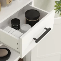 HOMCOM Farmhouse Linen Closet with Drawer, 67" Tall Bathroom Storage Cabinet with Barn Doors and Adjustable Shelves, White(m-8)