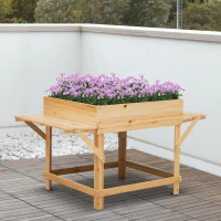 Outsunny Elevated Planter Box with Legs Raised Garden Planter Bed with Non-Woven Fabric Bag, Flower Box for Growing Herbs & Plants, Solid Wood Construction 51.5" x 29.5" x 29.5"(m-8)