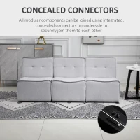 HOMCOM Modern Modular Accent Chair, Armless Fabric Sectional Sofa for Living Room or Bedroom, Grey(m-6)