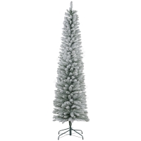 HOMCOM 7ft Artificial Christmas Tree, Snow Flocked Branches, Metal Base, Pencil Xmas Tree