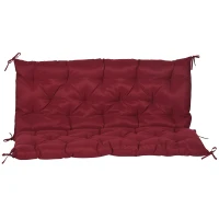 Outsunny 2 Seater Garden Bench Cushion, Soft Thick Outdoor Non-Slip 2 Seater Soft Pad With Backrest for Garden Patio, 47" x 43" x 5", Wine Red(m-7)