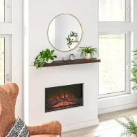 HOMCOM 48" Fireplace Mantel, Fir Wood Floating Shelf, Wall Mounted, Walnut Brown(m-2)