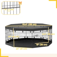 PawHut 8 Panels Foldable Dog Playpen with Bottom Pad & Top Cover, 24" High(m-3)