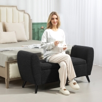 HOMCOM Upholstered Storage Bench with Arms, Modern Ottoman Bench for Bedroom, Entryway, and Living Room, Black