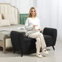 HOMCOM Upholstered Storage Bench with Arms, Modern Ottoman Bench for Bedroom, Entryway, and Living Room, Black(m-1)