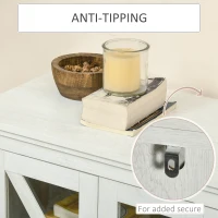 HOMCOM Sideboard Buffet Cabinet, Glass Door Credenza, Coffee Bar Cabinet with Adjustable Shelf, White(m-8)