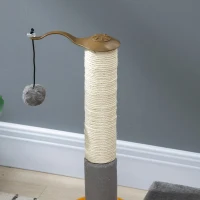 PawHut 22" Cat Tree Tower Activity Center, Kitten Play House with Scratching Posts, Perch and Ball Toy, Grey(m-10)