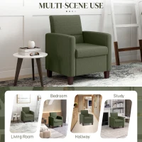 HOMCOM Fabric Accent Chair, Modern Armchair with Seat Cushion and Non-Slip Pads for Living Room, Bedroom, Dark Green(m-7)