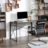 HOMCOM Folding Computer Desk, 47.25"W Home Office Writing Desk with Metal Frame, Brown(m-10)