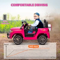 Qaba 12V Toyota LAND CRUISER Licensed Kids Car w Remote Control, Four Wheel Spring Suspension, Soft Start, LED Light, Pink(m-6)