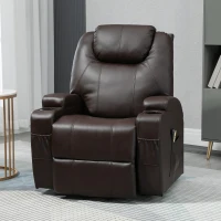 HOMCOM Power Lift Recliner Chair for Elderly, PU Leather Lift Chair with Footrest, Remote Control, Side Pockets and Cup Holders, Reclining Sofa for Living Room, Brown(m-10)