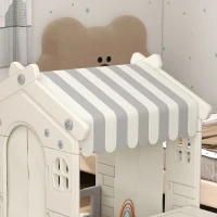 Qaba Kids Playhouse, Indoor Sleek Play House Cottage Pretend Role Games, with Arched Doors, for Ages 1-6 Years(m-10)