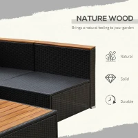 Outsunny 6 Piece Patio Furniture Set, All Weather Outdoor Rattan Sectional Sofa Couch with Chaise Lounge Sides, Coffee Table & Chairs, Conversation Set with Pillows & Cushions, Gray(m-6)