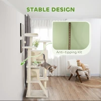 PawHut 54" Cat Tree, Multi-Level Cat Tower with Scratching Posts, Cat Condos, Bed, Platforms, Ramp, Toy Ball, Beige(m-7)