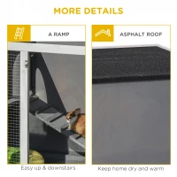 PawHut Rabbit Hutch Bunny Cage Small Animal Habitat with Ramp, Removable Tray and Openable Top, Inddor/Outdoor, Grey(m-7)