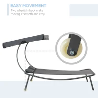 Outsunny Patio Double Chaise Lounge Chair, Outdoor Wheeled Hammock Daybed with Adjustable Canopy and Pillow for Sun Room, Garden, or Poolside, Grey(m-6)
