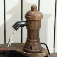 Outsunny Outdoor Fountain, Garden Water Fountain with Electric Pump for Porch, Deck, Yard, Carbonized(m-9)