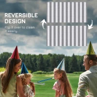 Outsunny Reversible Outdoor RV Rug, Patio Floor Mat, 9' x 18' Plastic Straw Rug for Backyard, Deck, Beach, Camping, Grey & White(m-7)