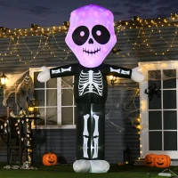 HOMCOM 10ft Halloween Inflatable Skeleton Ghost Decoration, LED Lighted for Home Indoor Outdoor Garden Lawn Decoration Party Prop(m-9)