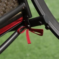 Outsunny 3 Pieces Patio Wicker Rocking Chairs Table Set, Outdoor PE Rattan Furniture with 2 Rockers & 1 Coffee Table w/ Padded Cushions for Deck, Backyard, Garden, Red(m-9)