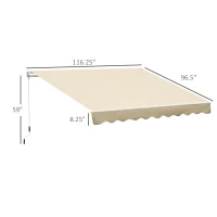 Outsunny 10' x 8' Manual Retractable Awning, Sun Shade Shelter Canopy, with Aluminum Frame and UV Protection for Patio Deck Yard Window Door, Beige(m-3)