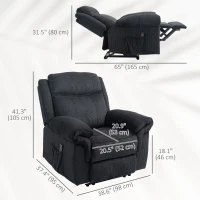 HOMCOM Manual Recliner Chair with Vibration Massage, Side Pockets, Corduroy Reclining Chair for Living Room, Black(m-3)