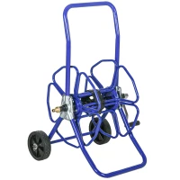 Outsunny 98 ft of 5/8" Hose Reel Cart (Hose Not Included), Garden Water Hose Carts with Wheels for Yard, Lawn, Blue(m-11)