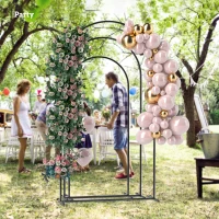 Outsunny Metal Arch Backdrop Stand Set of 3, 7/6.5/6 ft Wedding Arch Frame, Balloon Backdrop Arch Stand Set for Birthday Party, Bridal Shower, Graduation, Ceremony, Banquet Decorations, Black(m-7)